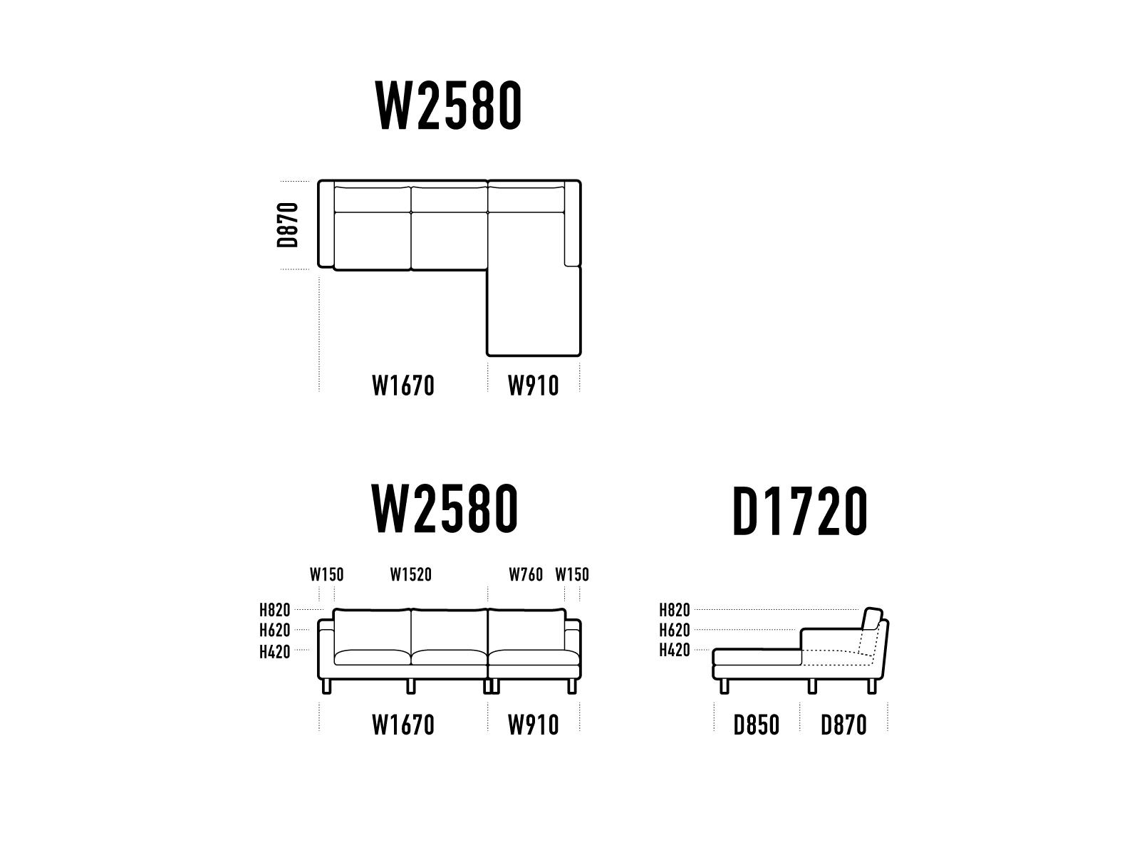 RX-Dカウチソファのサイズ